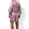 MenSexyWear Peignoir effet satiné Long Slit Rose